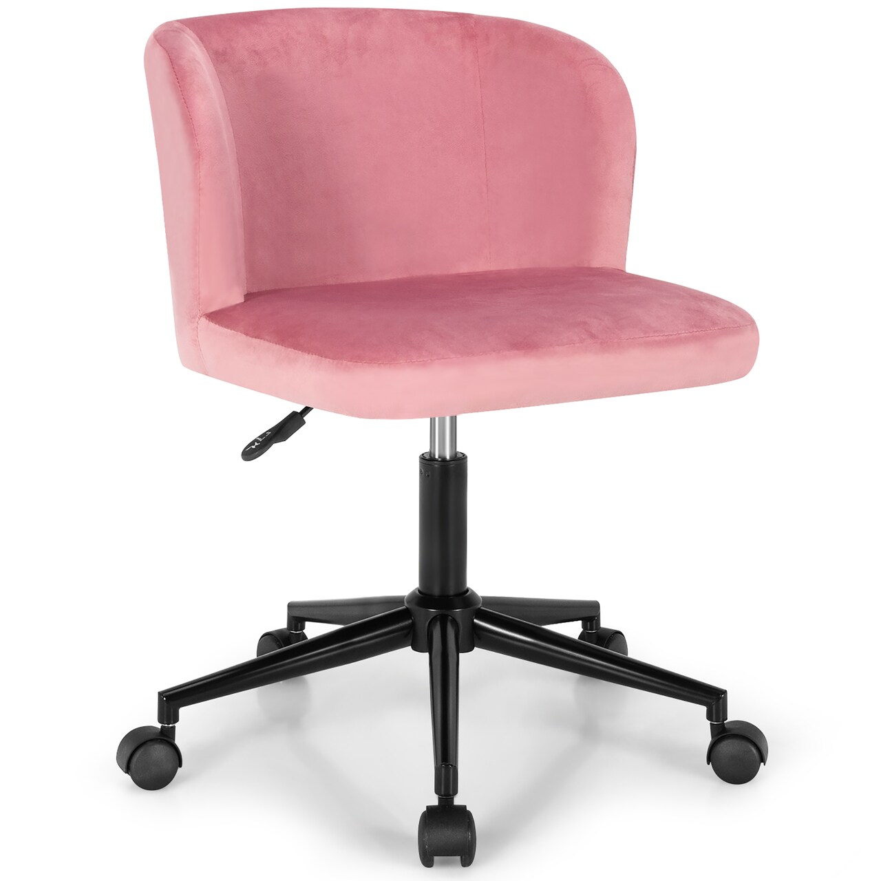 Costway Velvet Home Office Leisure Vanity Chair Armless Adjustable